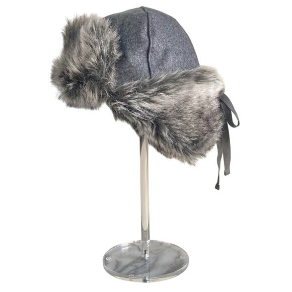 NWT Kangol Wool Ushanka Flannel Hat K0102FA Trapper Style Gray Faux Fur Sz Small - Picture 4 of 10